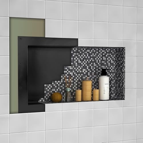 Shower Niche Ready for Tile Flapped Over Shelf Insert 16x28 Shower Organizer for Shampoo & Toiletry Storage Flush Mount - style: UGRN1628