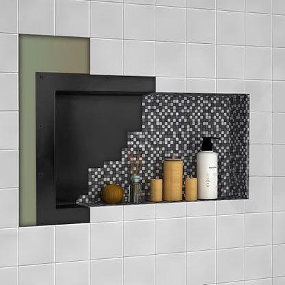 Shower Niche Ready for Tile Flapped Over Shelf Insert 16x28 Shower Organizer for Shampoo & Toiletry Storage Flush Mount - style: UGRN1628