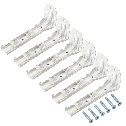 Straight Curtain Track Double Wall Brackets, White, 6 Pack, Wall Mount Curtain Support Accessories - color: White, size: 6 Double Wall Mount Brackets
