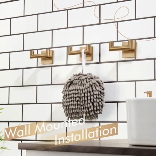 KOKOSIRI Robe Hooks Bath Towel Hooks Bathroom Hardware Double Coat Hooks Wall Mounted, 3 Pack Champagne Bronze Stainless Steel B1015CPG-P3 - color: Champagne Bronze, size: 3 Pack