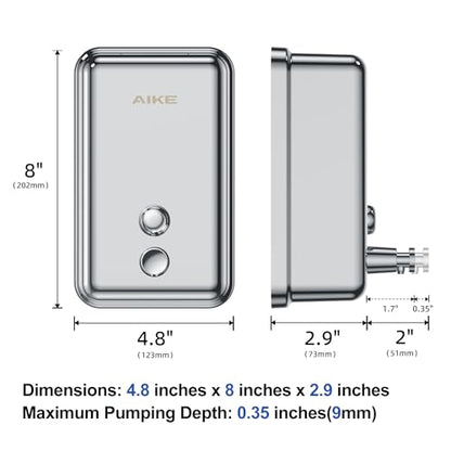 AIKE 37oz Liquid Soap Dispenser for Bathroom Easy Push,Polished AK1003 | Screw Wall Mount Design for Space-Saving,Large Capacity with Safety Key for Commercial Bathroom,Stainless Steel - color: Polished