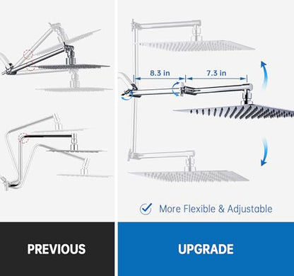 G-Promise 16 Inch Shower Extender with 6 Inch Shower Arm and Flange(Chrome) | Solid Brass Construction, Height and Angle Adjustable, Standard Connection Thread, All Installation Tools Included - color: Chrome, style: 16 Inch