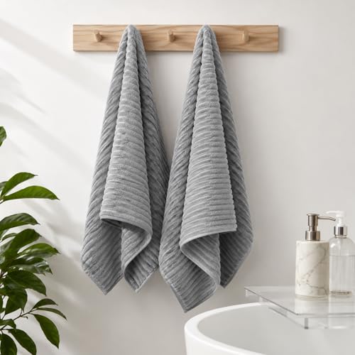 4 Piece Bath Towels, 30"x60" Microfiber Towels Set, Grey | Large Bathroom Towels, Soft Touch, Highly Absorbent, Quick Dry, Lint Free, Long-Lasting, Family Use, Guest Bath & Daily Use - color: Gray, size: 30x60 Bath Towels of 4