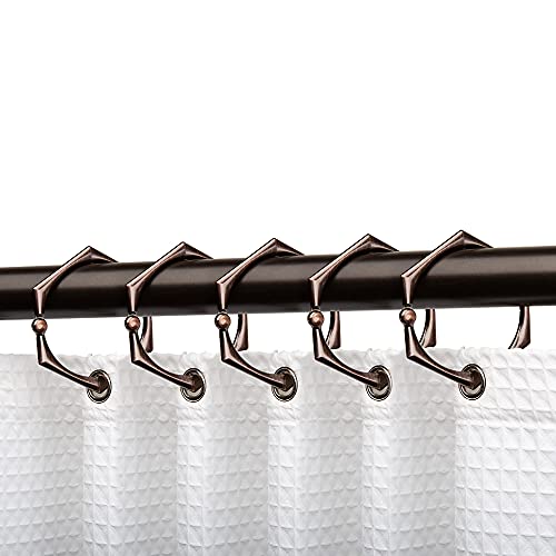 Shower Rings, Shower Curtain Rings for Bathroom, Rustproof Zinc Shower Curtain Hooks Rings, Set of 12 (Oil Rubbed Bronze) - color: Oil Rubbed Bronze