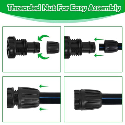 10 Pack 1/2 Inch Drip Irrigation End Cap Fittings (1/2" ID x 0.65" OD) - 1/2'' Drip Line Anti-Drop Barbed Lock Nut End Plug Connectors for 1/2 Inch Drip Irrigation Tubing SystemConnection - size: 1/2" Drip Plug