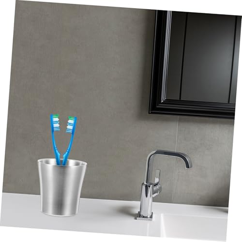 Stainless Steel Toothbrush Holder Cup Travel Tumbler for Bathroom Use Lightweight Metal Rinse Mug Simple Silver for Men Women and Students