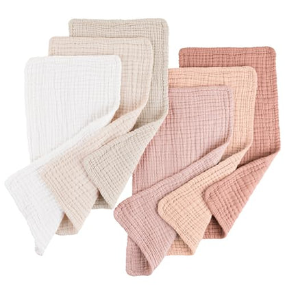 Konssy 6-Pack Thick Muslin Baby Burp Cloths, 6-Layer Ultra Soft Cotton | 100% Cotton, Burp Rags for Baby Drool & Messes, Wash Durable, Absorbent & Durable, Burping Cloths for Boys & Girls (Beige) - color: Beige