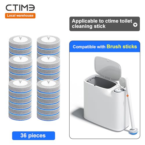CTIME - 36 Replacement Toilet Brush Heads, Suitable for Bathrooms and Toilets - size: 36 replacement heads