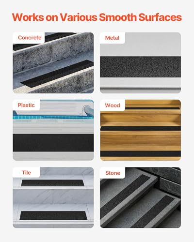 VEVOR Anti-Slip Tape, 35 FT x 4 inch Non Slip Grip Tape for Stairs Steps, 80-Grit Aluminum Oxide High Traction Non-Skid Stair Treads with Strong Adhesive Backing, Suitable for Indoor & Outdoor Use - size: 35 FT/4", style: Anti-Slip Tape
