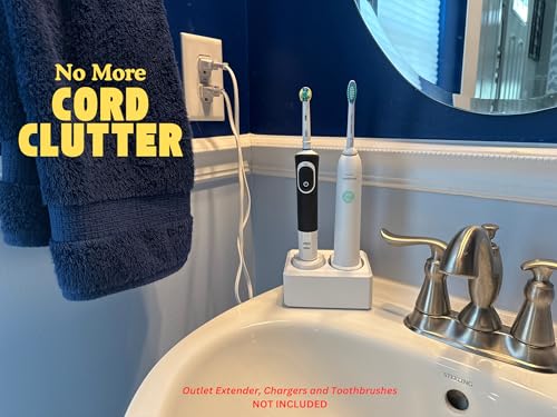 2 Slot Family Electric Toothbrush Charger Holder and Bathroom Organizer, for Select OralB and Philips Sonicare Tooth Brush Chargers (See Compatability Image), Countertop Stand or Wall-Mounted, White - size: 2 Openings