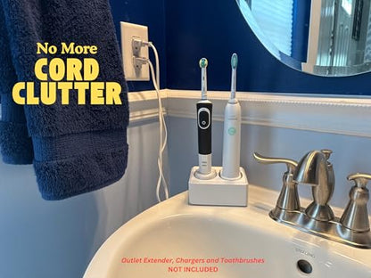 2 Slot Family Electric Toothbrush Charger Holder and Bathroom Organizer, for Select OralB and Philips Sonicare Tooth Brush Chargers (See Compatability Image), Countertop Stand or Wall-Mounted, White - size: 2 Openings
