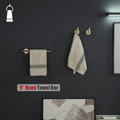 JQK 10 Inch Hand Towel Holder Towel Ring Champagne Bronze, Thicken 0.8mm 304 Stainless Steel Bathroom Hand Towel Bar, 9 Inch Useable Length Wall Mount Towel Rack, THH110L9-CB - color: Champagne Bronze