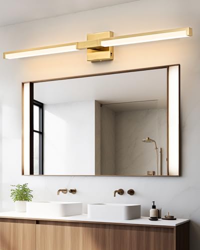 40 Inch Bathroom Vanity Light Fixtures, Gold Modern Light Fixtures Over Mirror, 24W 5CCT Dimmable Wall Light - color: Gold - 1Pack, size: 40 inch