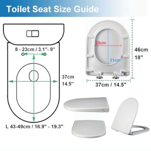 Toilet seat, With Quick Release for Easy Cleaning and Simple Top Fixing Slow Close Toilet Lid for D Shaped Loo Seat - size: 02R