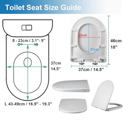 Toilet seat, With Quick Release for Easy Cleaning and Simple Top Fixing Slow Close Toilet Lid for D Shaped Loo Seat - size: 02R