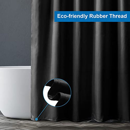 Black Shower Curtain Liner, Black Fabric Shower Liner, 2-in-1 Bathroom Shower Curtain and Liner, 12 Grommet Holes, Water Proof, Machine Washable, Hotel Quality, 72 x 72 Inches - color: Black, size: 72"W x 72"L (Pack of 1)