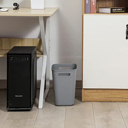 UUJOLY Plastic Small Trash Can Wastebasket, Garbage Container Basket for Bathrooms, Laundry Room, Kitchens, Offices, Kids Rooms, Dorms, 3.5 Gallon, 3.5 Gallon, Grey | Compact Sturdy Garbage Can for Bathroom, Laundry Room, Kitchen, Office, Kids Room, Dorm,