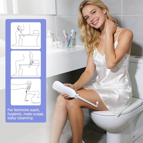 Hibbent Portable Bidet for Travel, Handheld Travel Bidet for Personal Hygiene Care, Personal Cleansing Use, Extended Nozzle, 21.8oz(620ml) , White - color: White, style: 620ml