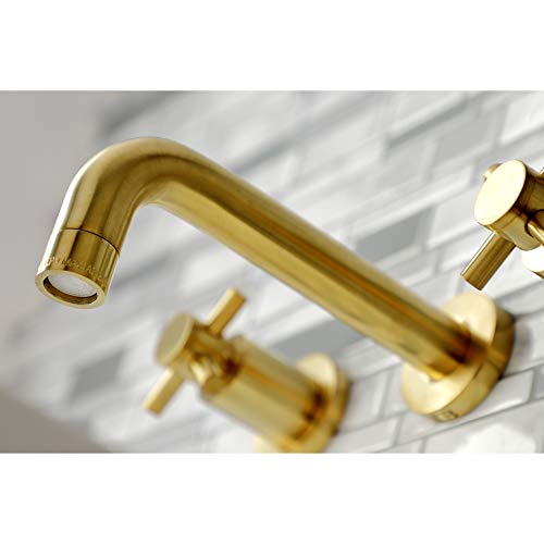 Kingston KS8127DX Wall Mount Bathroom Faucet, Brushed Brass