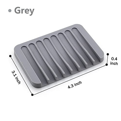 4PCS Self Draining Soap Holder, Premium Silicone Soap Dish, Waterfall Drainer Soap Saver for Bathroom, Kitchen, Bath Tub, Extend Soap Life, Keep Soap Bars Dry Easy Clean (Grey & Teal) - color: Grey & Teal