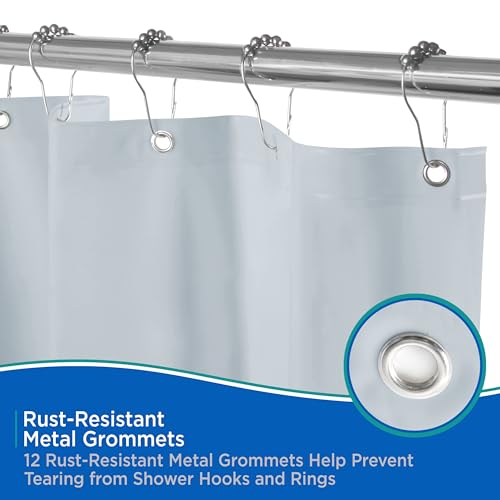 Kenney KN41438 Medium Weight 5 Gauge Waterproof PEVA Shower Curtain Liner with Rust-Resistant Metal Grommets and Weighted Magnetic Hem for Bathroom, 70" W x 72" H, Blue, 1-Pack - color: Blue, size: 70"W x 72"L (Pack of 1)