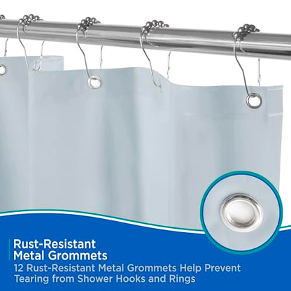 Kenney KN41438 Medium Weight 5 Gauge Waterproof PEVA Shower Curtain Liner with Rust-Resistant Metal Grommets and Weighted Magnetic Hem for Bathroom, 70" W x 72" H, Blue, 1-Pack - color: Blue, size: 70"W x 72"L (Pack of 1)