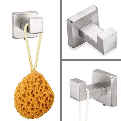 Rustproof 4-Piece Black Bathroom Hardware Set Including Towel Bar Toilet Paper Holder Towel Holder Robe Hook SUS304 Stainless Steel Wall Mount Contemporary Square Style Accessory, - color: Brushed Nickel