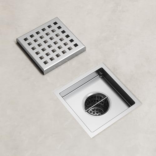 VIGO Elan 4.38 in. W x 4.38 in. L Square Shower Drain in Chrome - VG07004CH - color: Chrome, size: 4 in.