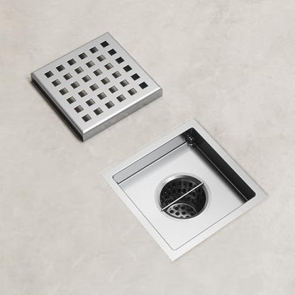 VIGO Elan 4.38 in. W x 4.38 in. L Square Shower Drain in Chrome - VG07004CH - color: Chrome, size: 4 in.