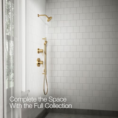 KOHLER K-33641-H-2MB Elate® Single-Function Showerhead, 1.5 GPM, Efficient Water Flow, Durable Construction Shower Head, Simple Setup, Vibrant Brushed Moderne Brass - color: Vibrant Brushed Moderne Brass, size: 1.5 GPM