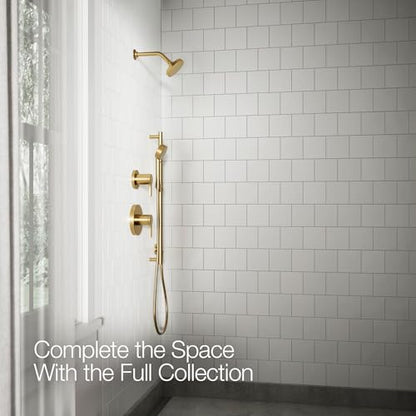 KOHLER K-33641-H-2MB Elate® Single-Function Showerhead, 1.5 GPM, Efficient Water Flow, Durable Construction Shower Head, Simple Setup, Vibrant Brushed Moderne Brass - color: Vibrant Brushed Moderne Brass, size: 1.5 GPM