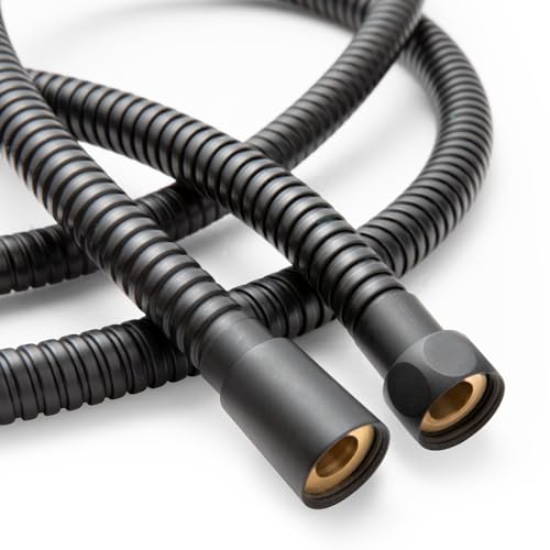 OFFO Shower Hose High Flow 0.43” Large Bore, 48 in Kink Free Stainless Steel Shower Head Hose Replacement G1/2”, Leak-proof Extra Long Flex Handheld for Pet Bathing Cleaning, Matte Black - color: Matte Black, size: 48 in