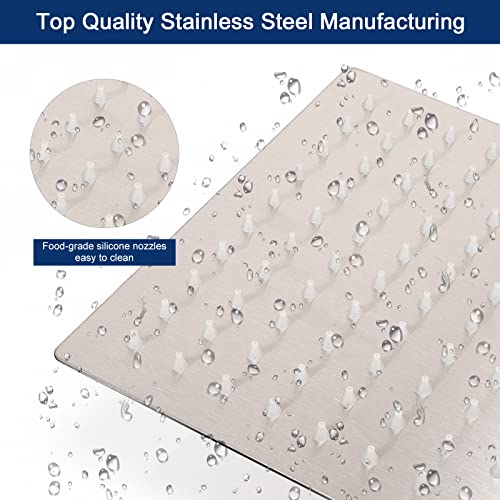 NearMoon Rain Shower Head With Shower Arm, Ceiling Mount Square Shower, Stainless Steel Ceiling Rainfall Showerhead- Waterfall Full Body Coverage (8 Inch, Brushed Nickel) - color: Brushed Nickel, size: 8 Inch