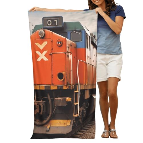 Train Bath Towel Super Absorbent Beach Towels Microfiber Bathroom Towel 32 x 52 Inch - color: Train