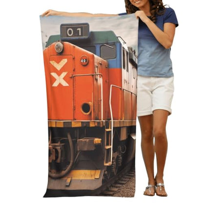 Train Bath Towel Super Absorbent Beach Towels Microfiber Bathroom Towel 32 x 52 Inch - color: Train