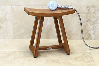 AquaTeak Asia Buru 18" Teak Shower Bench & Two-Step Care Kit | Durable, Water-Resistant Teak, Shower Chair & Shaving Foot Rest, Indoor/Outdoor Use - size: D. Bench w/ Care Kit