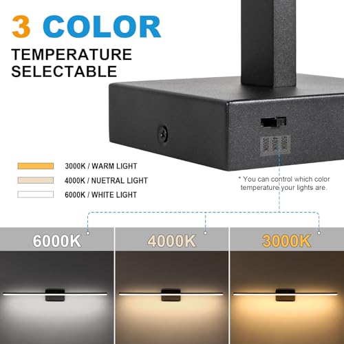 LED Bathroom Vanity Light, Modern Bathroom Light Fixture Over Mirror (3000K/4000K/6000K, Dimmable), Vanity Light Bar with Angle Adjustable, 40 Inch, Black - color: Black, size: 40 inch