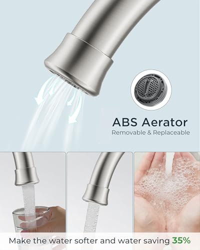 FORIOUS Brushed Nickel Bathroom Faucet 3 Holes, Widespread Bathroom Faucets | 8 In Widespread Bthroom Sink Faucet Brushed Nickel 3 Hole with 360° Swivel Gooseneck, 2 Handle Farmhouse Restroom Renovation - color: Stainless Steel