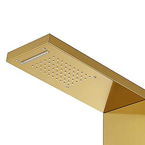 Rainfall Shower Panel Tower Stainless Steel Multi-Function Shower Panel System with Body Massage Jets Tub Resort