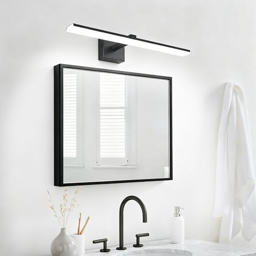 Black Bathroom Vanity Lights- 24inch Modern LED Bathroom Light Fixtures Dimmable Vanity Light Acrylic Bath Room Lighting Fixture Over Mirror - color: Black- Dimmable, size: 24-inch