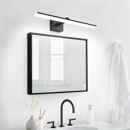 Black Bathroom Vanity Lights- 24inch Modern LED Bathroom Light Fixtures Dimmable Vanity Light Acrylic Bath Room Lighting Fixture Over Mirror - color: Black- Dimmable, size: 24-inch