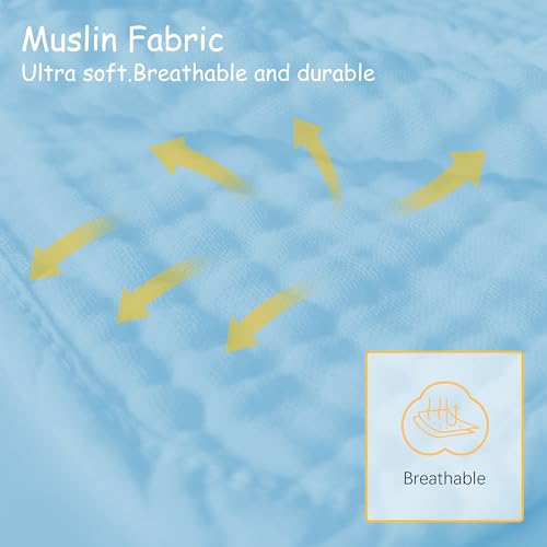 Lovely Care 12 Pack Muslin Burp Cloths 100% Cotton Muslin Cloths Large 20''x10'' Extra Soft and Absorbent Baby Burping Cloth - Aqua - color: Aqua, size: 10x20 Inch (Pack of 12)