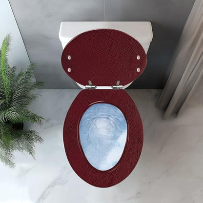 Elongated Resin Toilet Seat, Quietly Close Quick Release Hinges Cover | Toilet Lid Cover Easy to Clean and Install, Red Patterned Leather Heavy Duty Toilet Seat - color: pattern5, size: V-shape