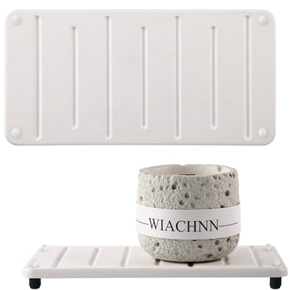 2PCS Water Absorbing Stone Drying Mat for Bathroom Sink & Kitchen Counter Organizer, Instant Dry Soap Dispenser Sponge Holder, Sink Caddy, Vanity Tray (8.66"x4.33"-White) - color: 8.7" X 4.3" White With Feet