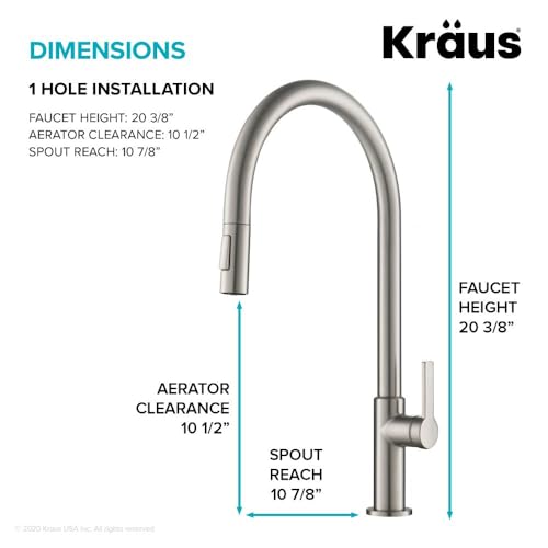KRAUS Oletto High-Arc Tall Single Handle Pull-Down Kitchen Faucet in Spot Free Stainless Steel, Height 20 3/8 inch, KPF-2821SFS - color: Spot Free Stainless Steel, style: High Arc Faucet