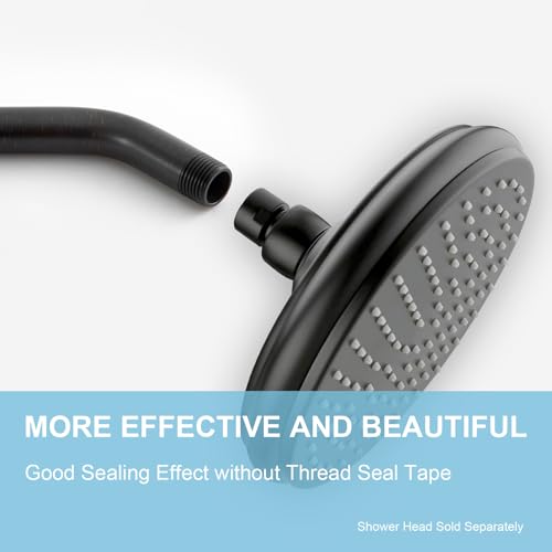 OFFO Shower Arm with Flange, 10 in Oil Rubbed Bronze Wall Mount Replacement Angle Shower Head Arm Wall-Mounted For Fixed Shower Head & Handheld Showerhead - color: Oil Rubbed Bronze, style: 10 in