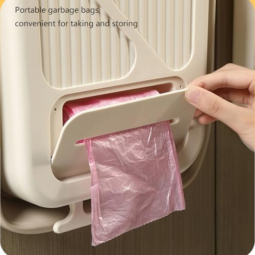 Foldable Wall Mounted Trash Bin Hanging Kitchen Bathroom Garbage Bin Space Saving Large Capacity Waste Can Modern Design Hanging Kitchen Garbage - color: Light Grey, size: F