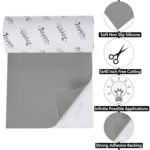 Non Slip Self Adhesive Silicone Cuttable Furniture Pads - 5x40 inch | widely used, functionality, easy to use - color: 5x40 Grey