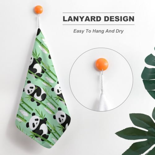 Panda Bamboo, Quick Dry Hand Towel with Hanging Loop for Gym | Absorbent Microfiber Bathroom Towel, Fast Drying Kitchen Towel, Soft Wash Cloth for Pool Bath Shower Fitness Travel, 12 Inch - size: 4PCS
