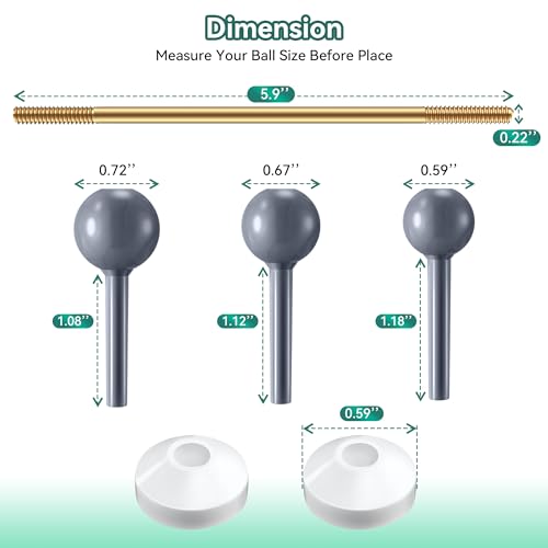 Enhon 2 Pack Universal Pop Up Drain Ball Rod Assembly, Sink Ball Rod Assembly Compatible with Pop up Stopper, Bathroom Sink Repair Kit, 3 Sizes of Balls and 2 Cone Washers(Alloy Steel Rods,Yellow) - color: Yellow, style: Alloy Steel Rods